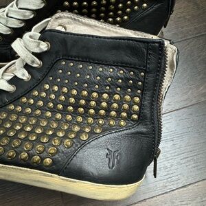 Frye Leather Studded Kiva High Top Shoes